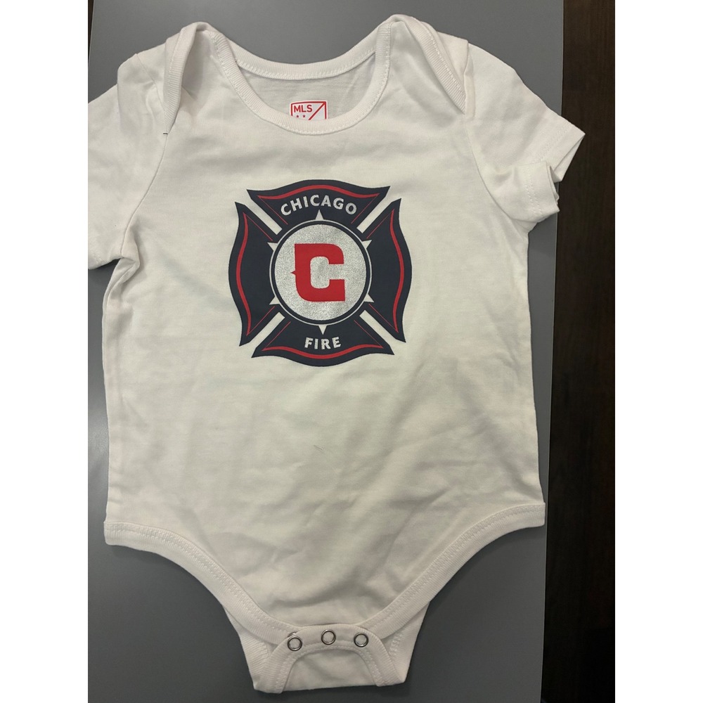 MLS Chicago Fire FC Infant Bodysuit White Short Sleeve Soccer One Piece 6 Months